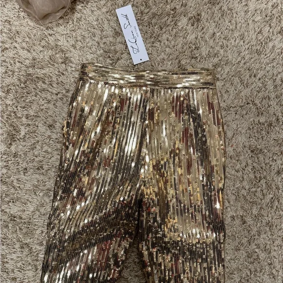 LaQuan Smith Gold Liquid Sequin Pants - Small - Picture 11 of 11